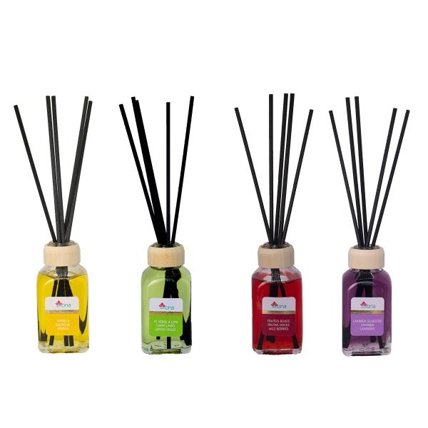 PACK 4 MIKADO 50 ML FRUTOS ROJOS, LAVANDA SILVESTRE, TE VERDE Y LIMA, VAINILLA