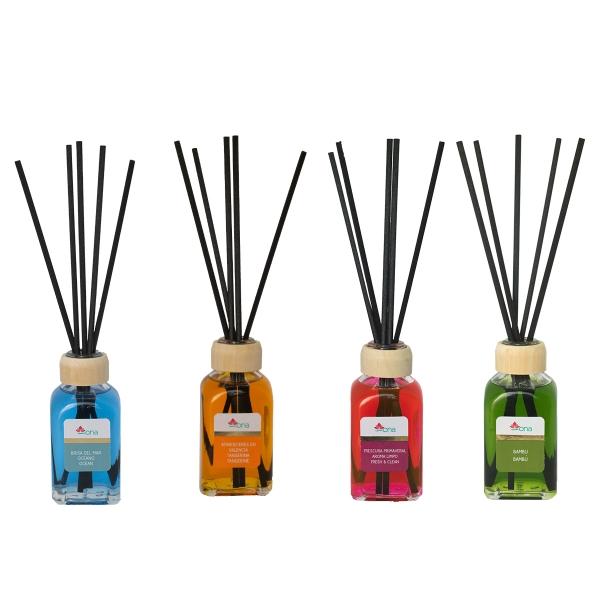 PACK 4 MIKADO 50 ML BAMBU, BRISA MARINA. ATARDECER EN VALENCIA Y FRESCURA PRIMAVERAL.