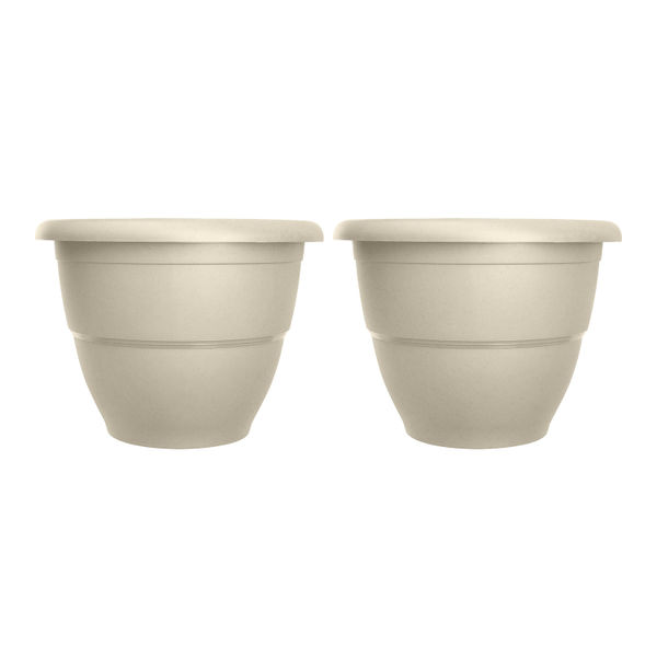 JUEGO DE 2 PIEZAS MACETA VIENA 12 PULGADAS CREMA PLASTIC TRENDS