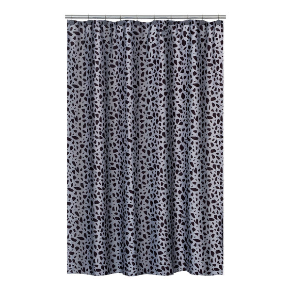 CORTINA DE REGADERA POLIESTER CON GANCHOS DE ACERO BLANCO CON NEGRO