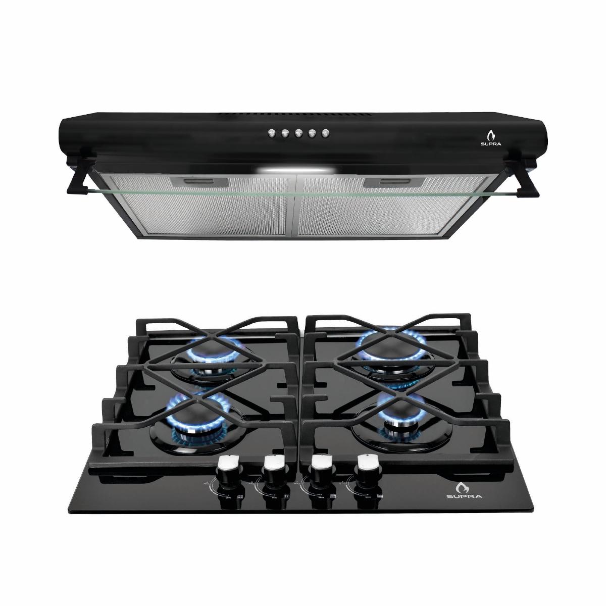 Combo doppio parrilla y campana supra 60cm doppio negro