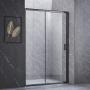 CANCEL PARA BAÑO CORREDIZO 120 X 185CM CRISTAL TEMPLADO CON MARCO NEGRO