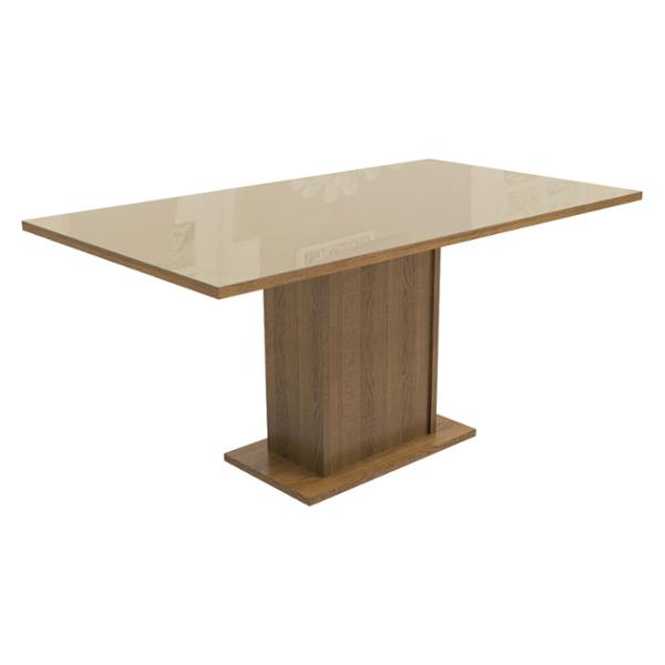 MESA COMEDOR RECT. VIDRIO RUSTIC/CREMA