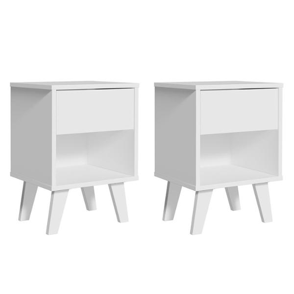 KIT 2 MESAS CABECERA BLANCA 1 CAJÓN