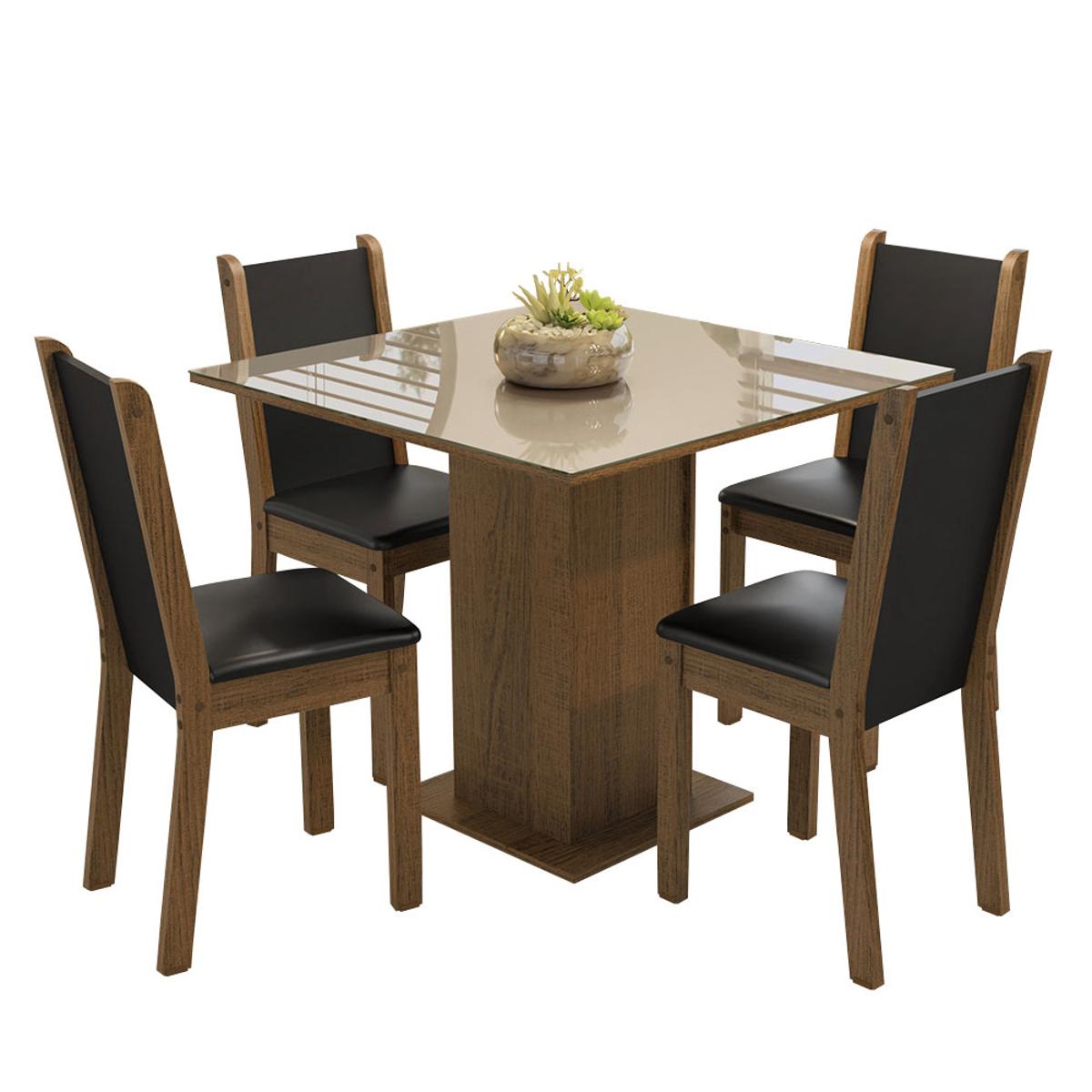 Conj. tifani 4 sillas rustic/crema