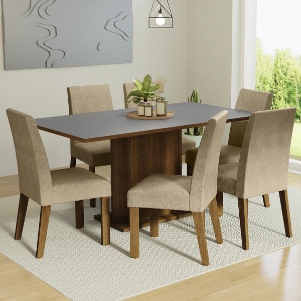 CONJUNTO COMEDOR 6 SILLAS RUSTIC/GRIS