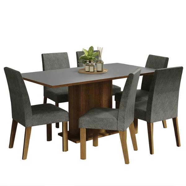 COMEDOR 6 SILLAS RUSTIC/GRIS/SILVER