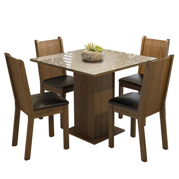 COMEDOR 4 SILLAS RUSTIC/CREMA/NEGRO