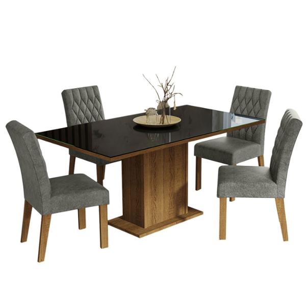 COMEDOR 4 SILLAS RUSTIC/NEGRO/SILVER
