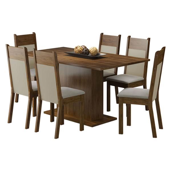 COMEDOR 6 SILLAS RUSTIC/CREMA/BEIGE