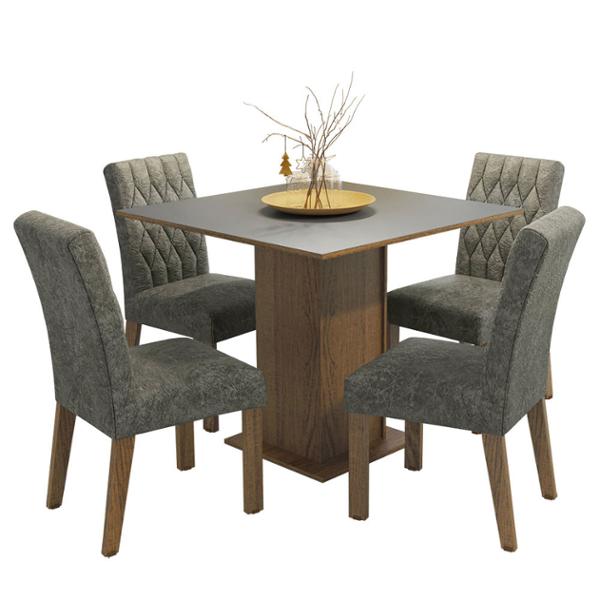 COMEDOR 4 SILLAS RUSTIC/GRIS/SILVER