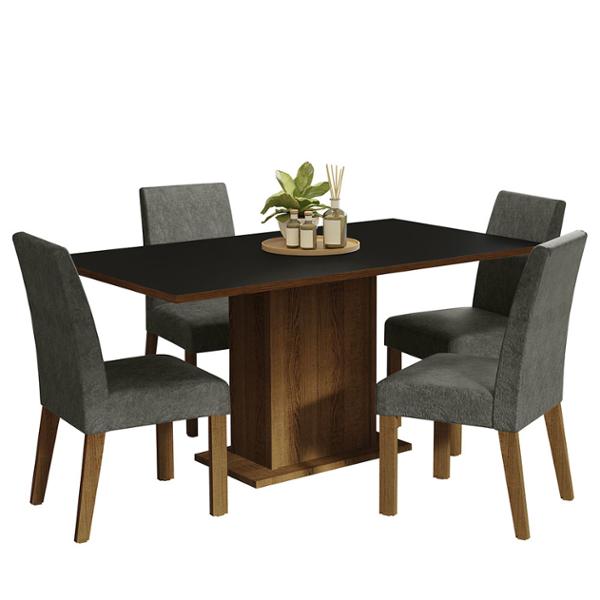 SET DE COMEDOR CON 4 SILLAS RUSTIC/NEGRO