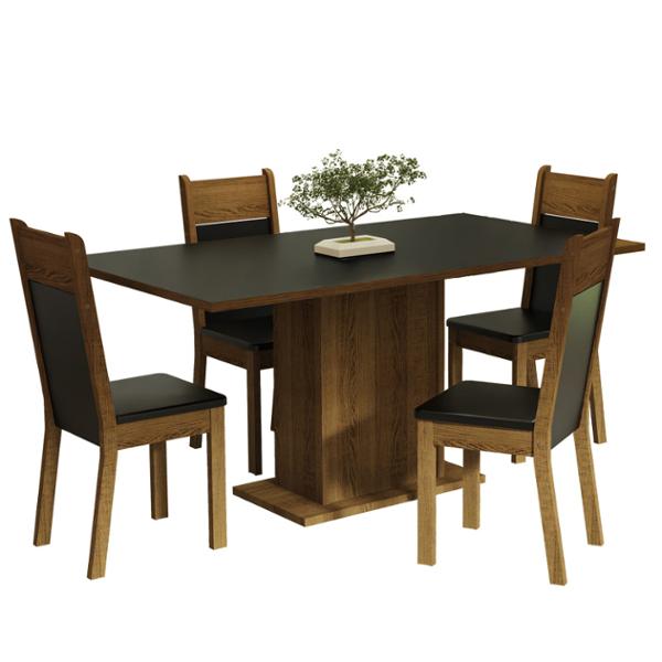 MESA 4 SILLAS PRETO/RUSTIC MADESA