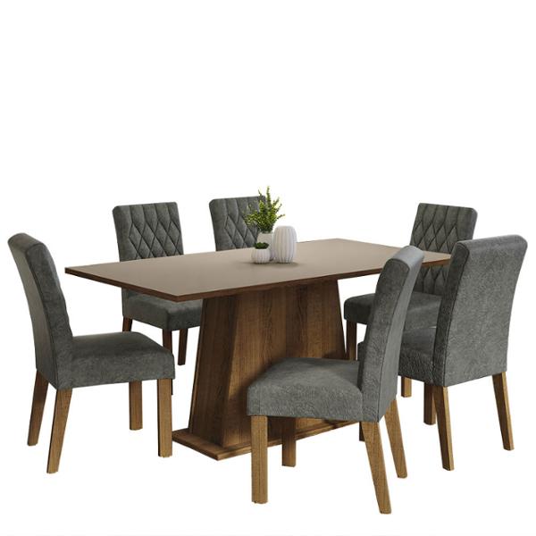 MESA 6 SILLAS RUSTIC/PLATA MADESA