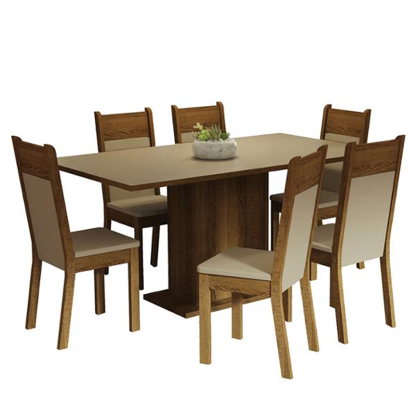 COMEDOR AUGUSTA MADESA 6 SILLAS CREMA