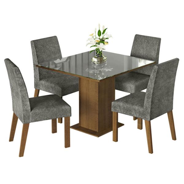 COMEDOR ANNE MADESA 4 SILLAS PLATA