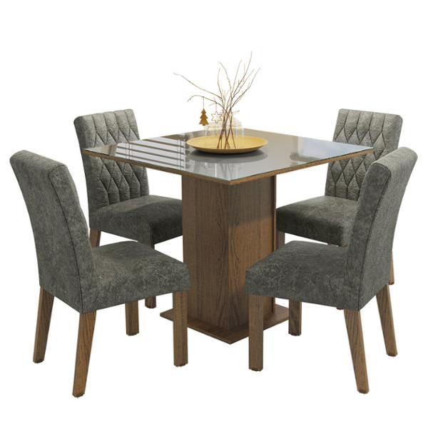 COMEDOR ANAJU MADESA 4SILLAS RUSTIC/GRIS