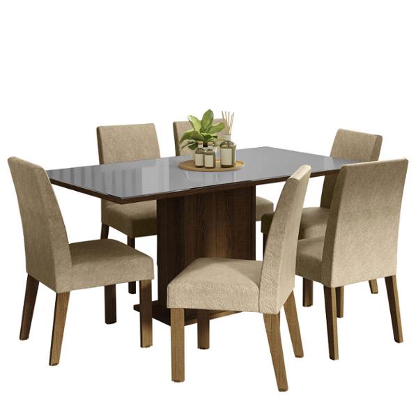 COMEDOR 6 SILLAS GRIS MADESA