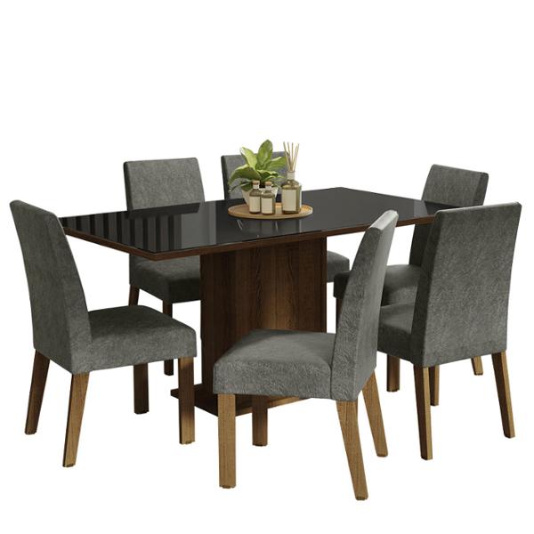 MESA 6 SILLAS NEGRO ALEXIS MADESA