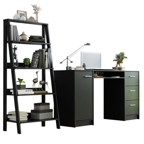 ESCRITORIO ALASKA/ESTANTE NEGRO MADESA