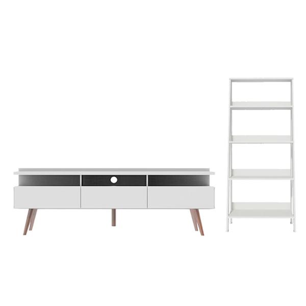 RACK 65 PULGADAS LONDRES + ESTANTE BLANCO MADESA