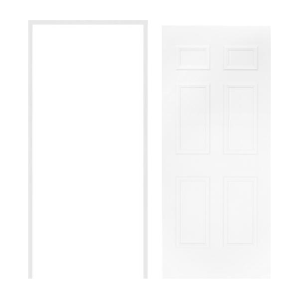 PUERTA TAMBOR 6 PANELES BLANCO 80 X 213 CM CON MARCO ROSI