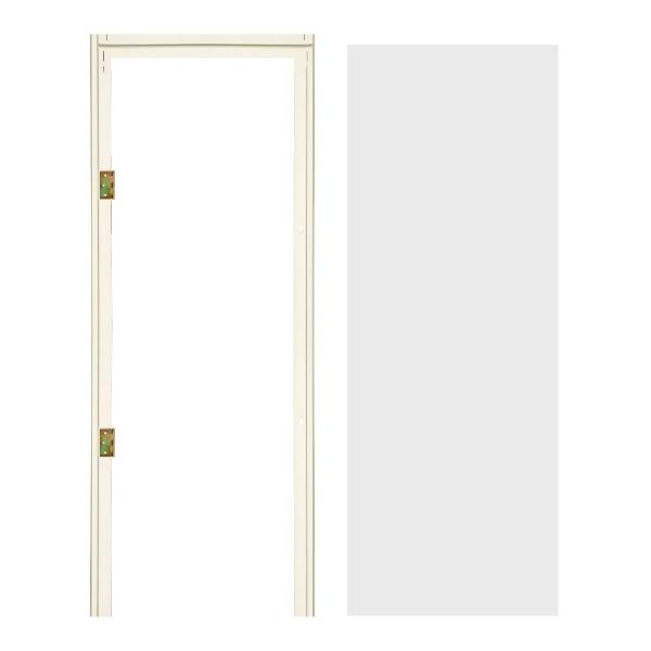 PUERTA LISA DE ACERO BLANCA 90 X 213 CM Y MARCO DE ACERO CON BISAGRAS