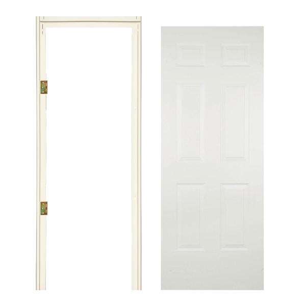 PUERTA DE ACERO MIXTA BLANCA 90 X 213 CM Y MARCO DE ACERO CON BISAGRAS