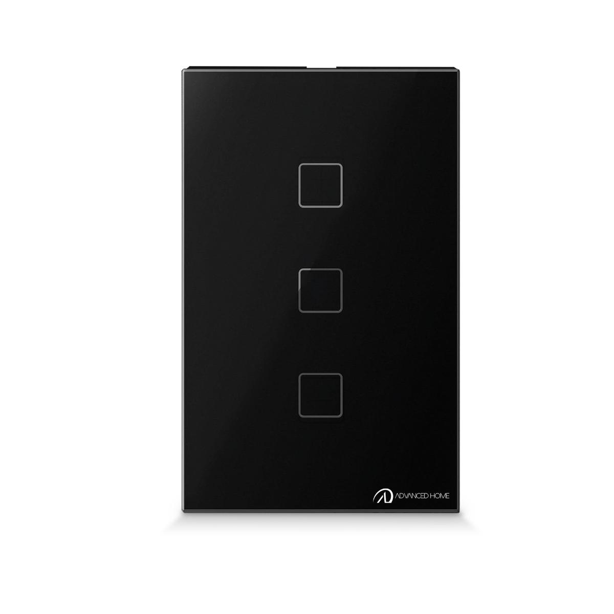 Interruptor de pared negro wifi 3 apagadores