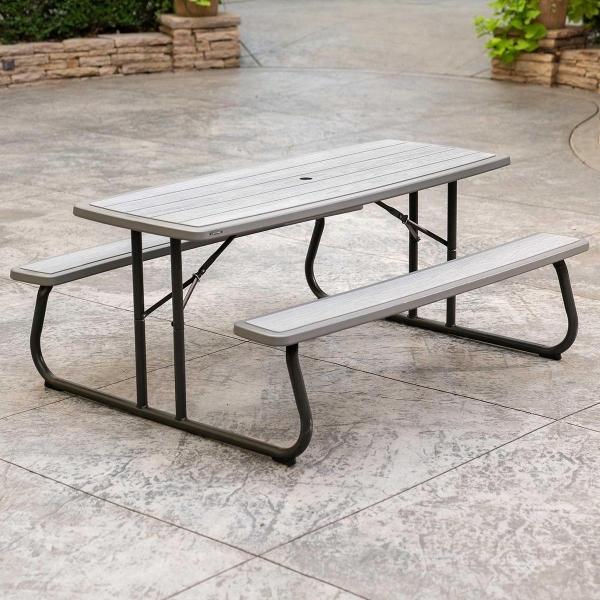 MESA DE PICNIC 6 PIES CAFÉ GRIS