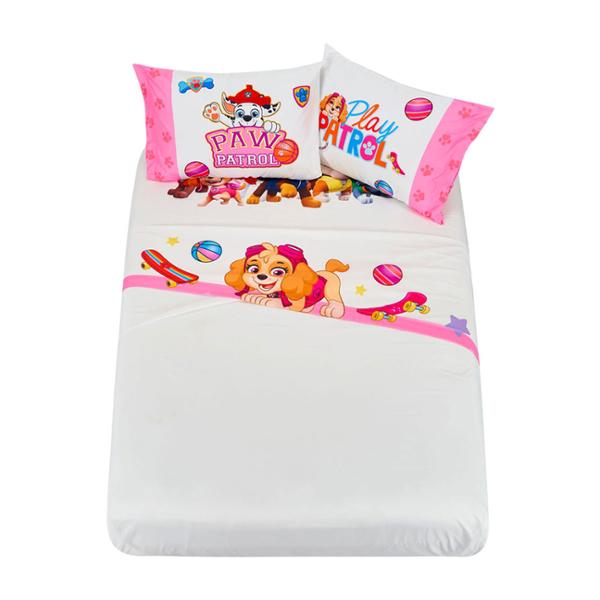 SET DE SÁBANAS MATRIMONIALES PAW PATROL FLORES