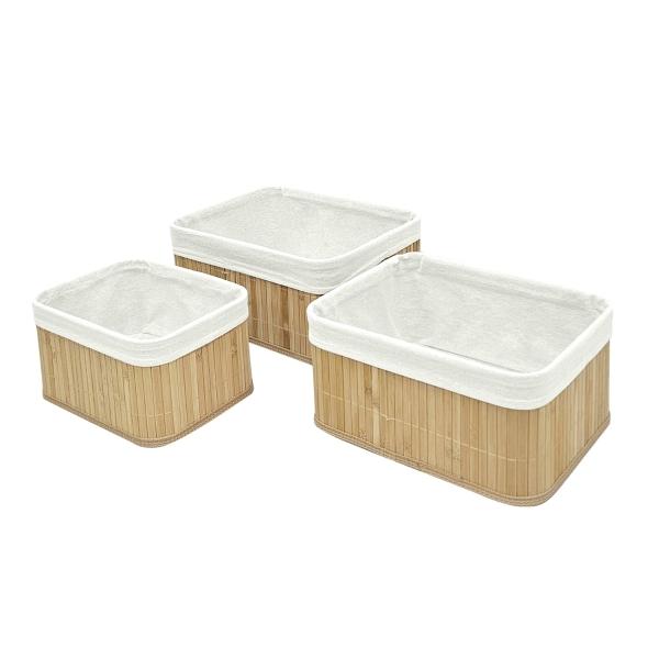 SET 3 GAVETAS DE BAMBÚ COLOR NATURAL