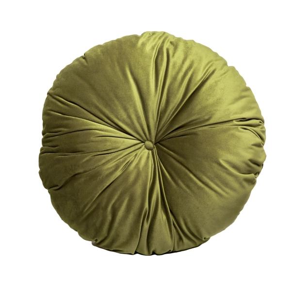 COJÍN DECORATIVO REDONDO ARTESANAL COLOR VERDE