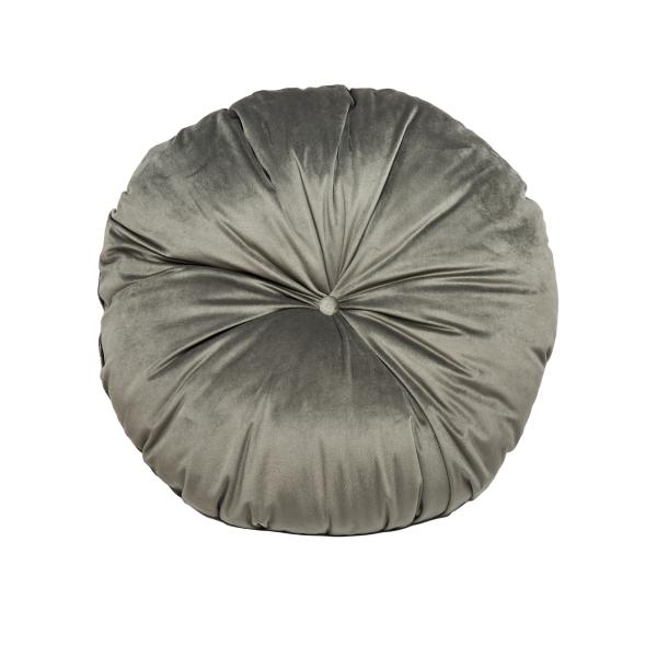 COJÍN DECORATIVO REDONDO ARTESANAL COLOR GRIS