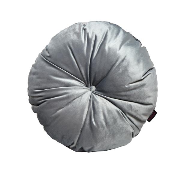 COJÍN DECORATIVO REDONDO ARTESANAL COLOR GRIS