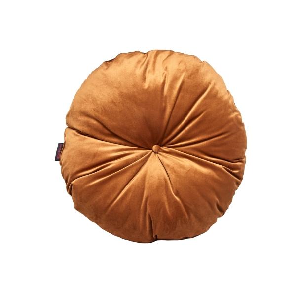 COJÍN DECORATIVO REDONDO ARTESANAL COLOR CANELA