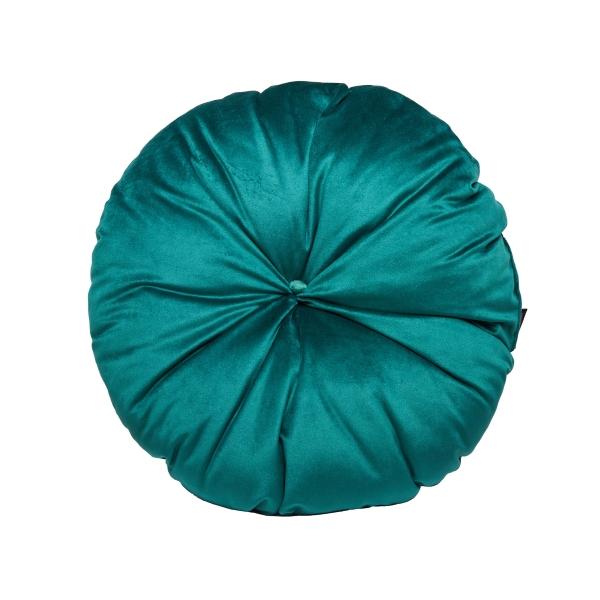 COJÍN DECORATIVO REDONDO ARTESANAL COLOR VERDE