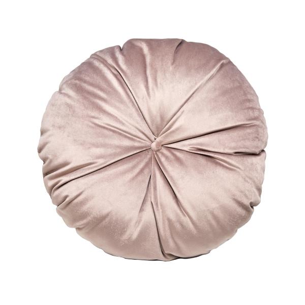 COJÍN DECORATIVO REDONDO ARTESANAL COLOR ROSA