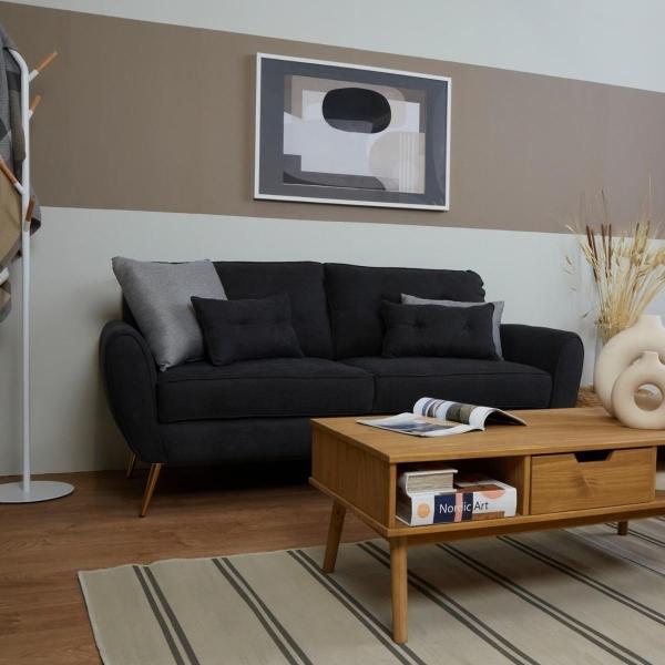 SOFÁ PARA TRES PERSONAS BOHO COLOR GRIS OSCURO