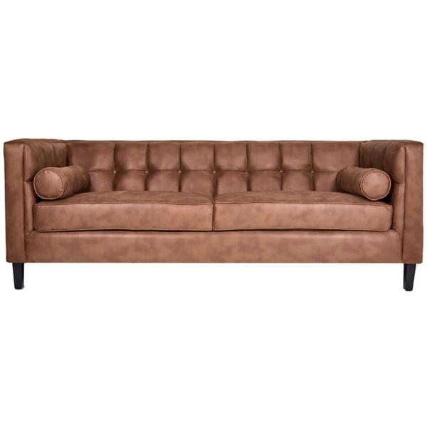 SOFÁ PARA TRES PERSONAS DE VINIPIEL COLOR CAFÉ