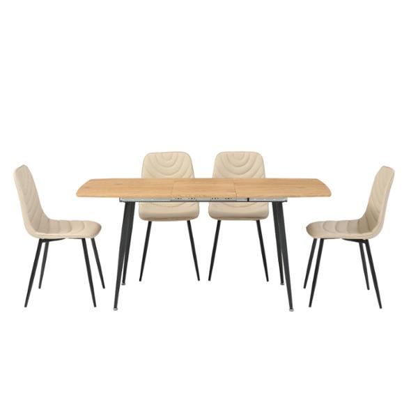 MESA STANIS + 4 SILLAS - MADERA, NEGRO, BEIGE