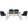 COMEDOR MACOBA CON 4 SILLAS TERCIOPELO- NEGRO