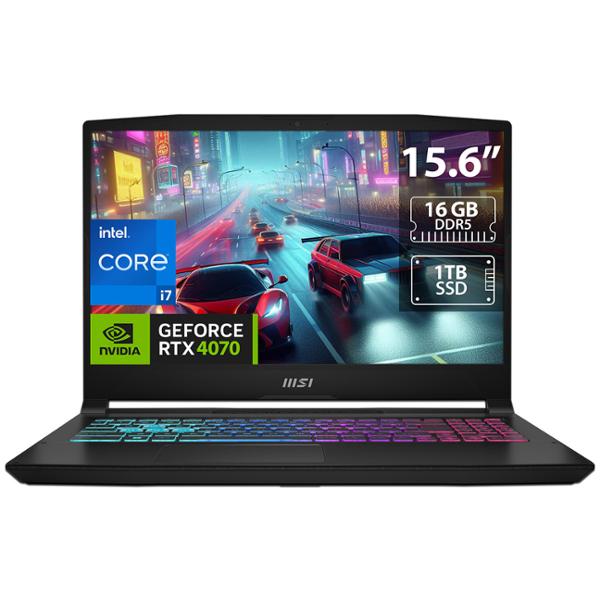LAPTOP MSI KATANA CORE I7 MEMORIA DE 16GB SSD DE 1TB RTX 4070 W11 HOME TECLADO VERSIÓN EN INGLÉS