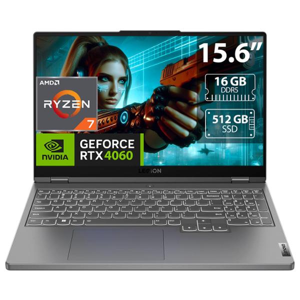 LAPTOP LENOVO RYZEN 7 MEMORIA DE 16GB SSD DE 512GB GEFORCE RTX 4060 W11 HOME TECLADO EN INGLÉS