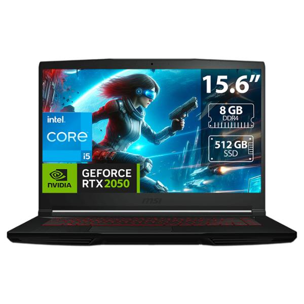 LAPTOP MSI THIN GF63 CORE I5 MEMORIA DE 8GB SSD DE 512GB RTX 2050 W11 HOME TECLADO VERSIÓN EN INGLÉS