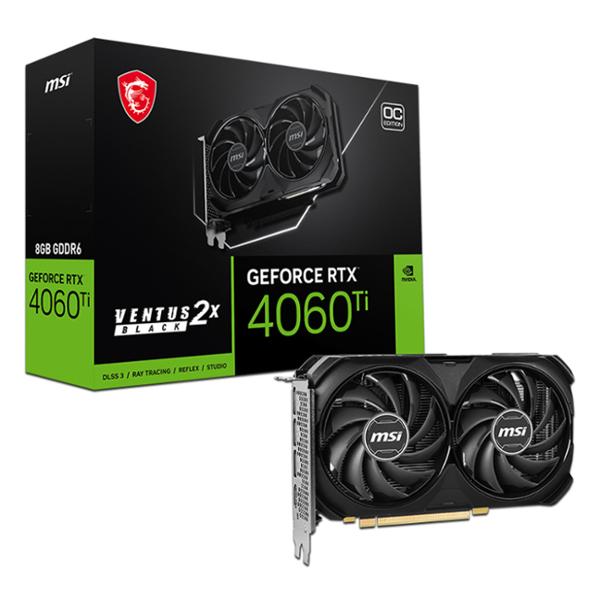 TARJETA DE VIDEO NVIDIA GEFORCE RTX 4060 TI MSI VENTUS 2X BLACK 8G OC 8GB GDDR6