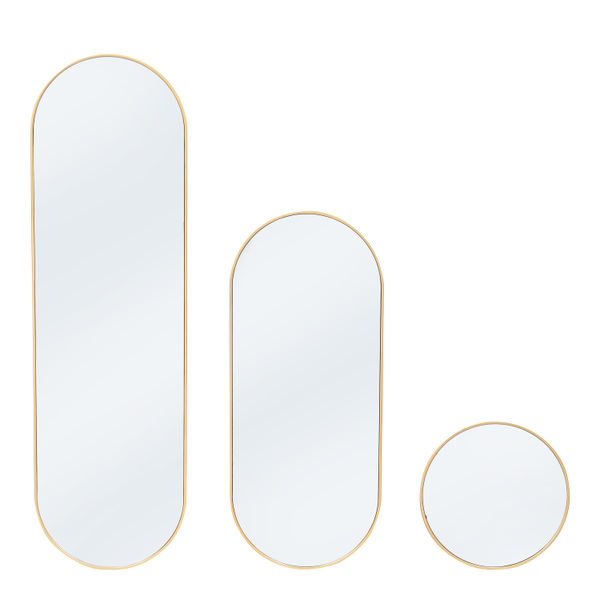SET 3 ESPEJOS MARCO DE ALUMINIO DORADO