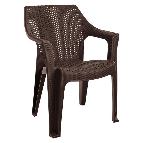 SILLA FIJA RATTAN CHOCOLATE DE PLÁSTICO 81 X 61.5 X 59.5 CM
