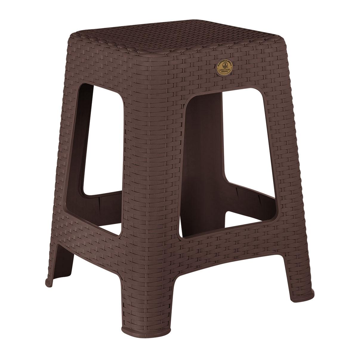 Banco rattan cuadrado 45 x 34.7 x 34.7 cm chocolate pp