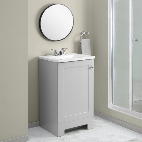 MUEBLE PARA BAÑO DE PISO GLACIER BAY 18" GRIS MDF TERMOFORMADO CON LAVABO
